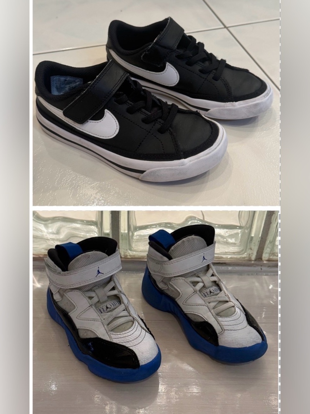 Boys Sneaker Bundle Jordan Nike Black Court Legacy Blue Jumpman Two Trey 11C